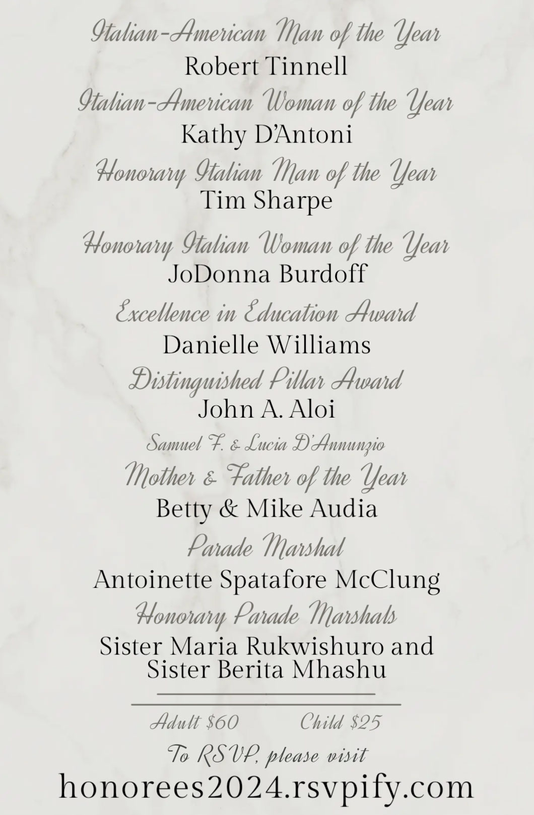 West Virginia Italian Heritage Festival Honorees